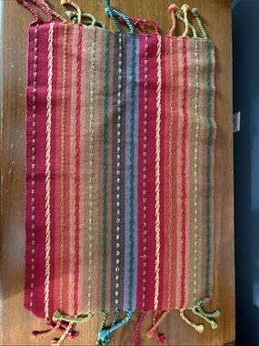 Striped Tapestry placemats set of 5 in Red, Gold, Green